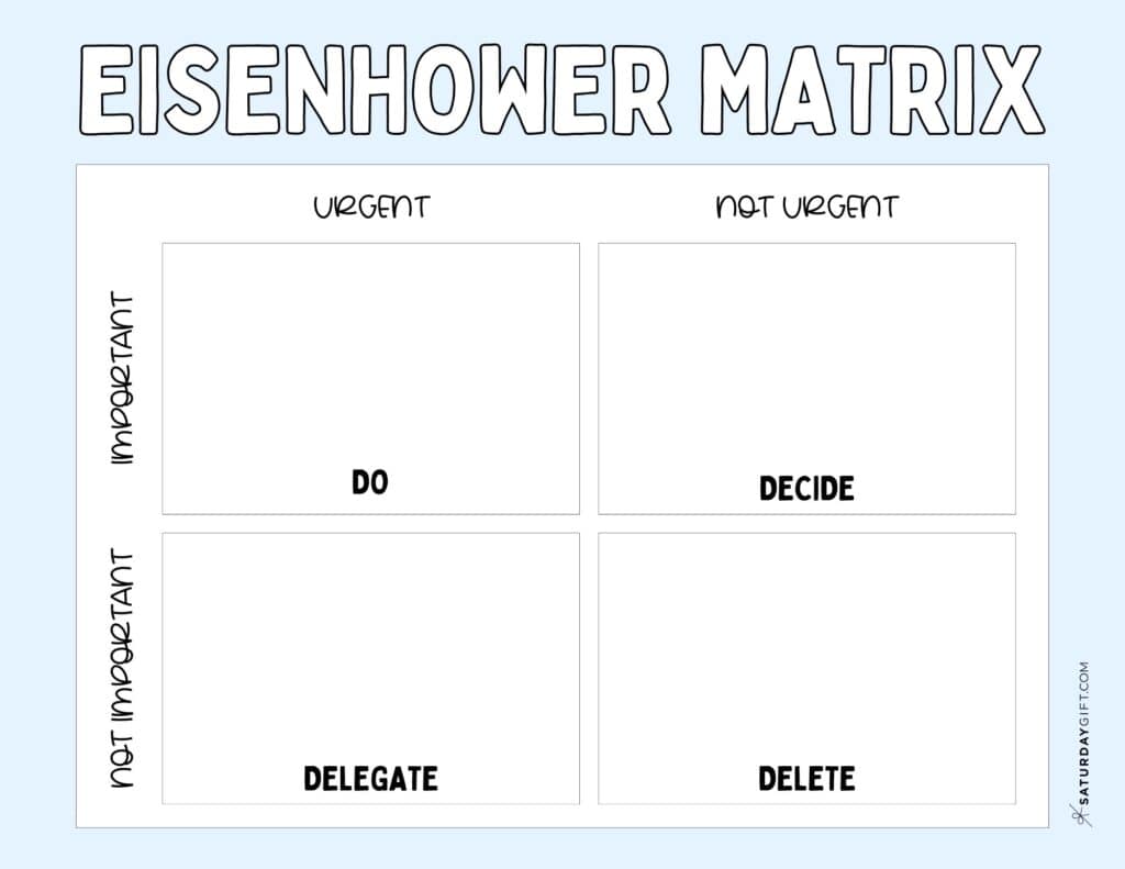 Eisenhower Matrix Printable - Free Template - Blue
