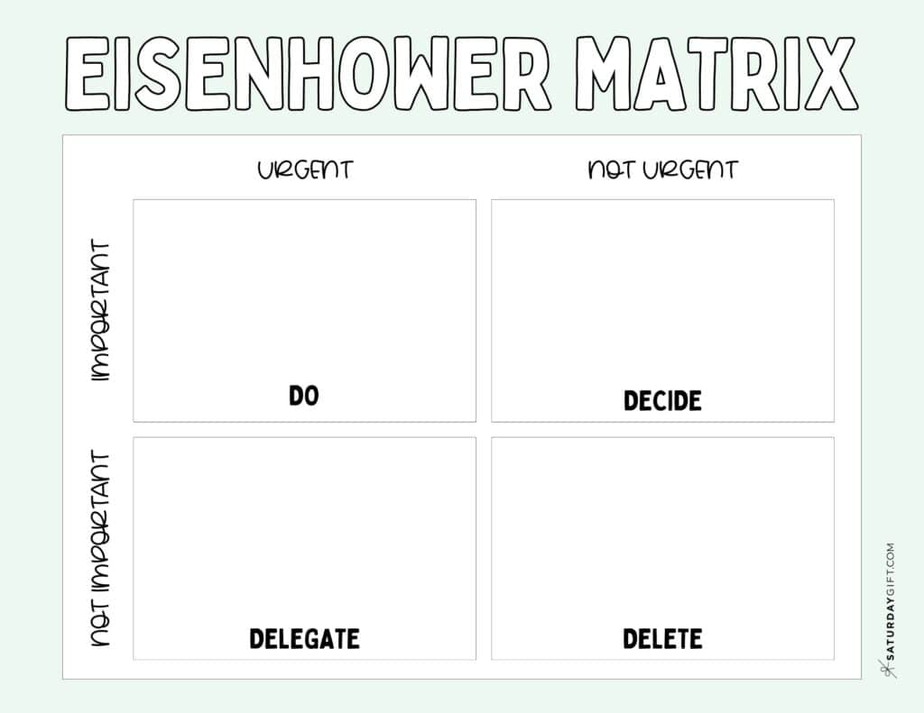 Eisenhower Matrix Printable - Free Template - Green