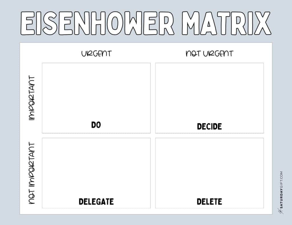 Eisenhower Matrix Printable - Free Template - Grey