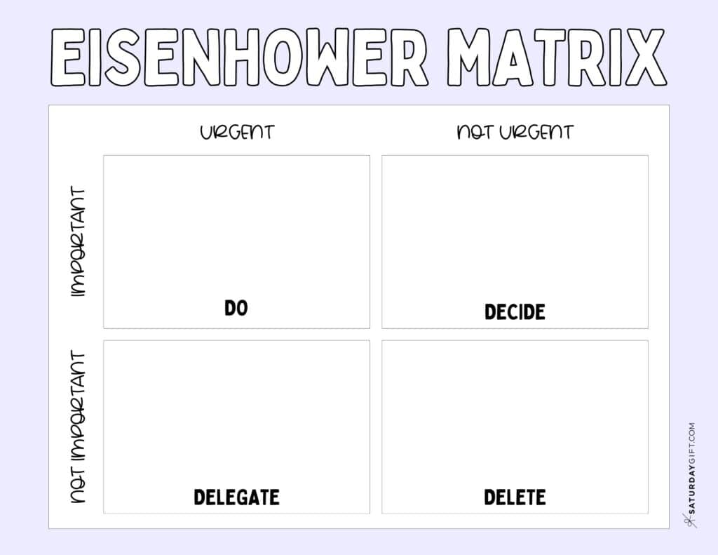 Eisenhower Matrix Printable - Free Template - Lilac