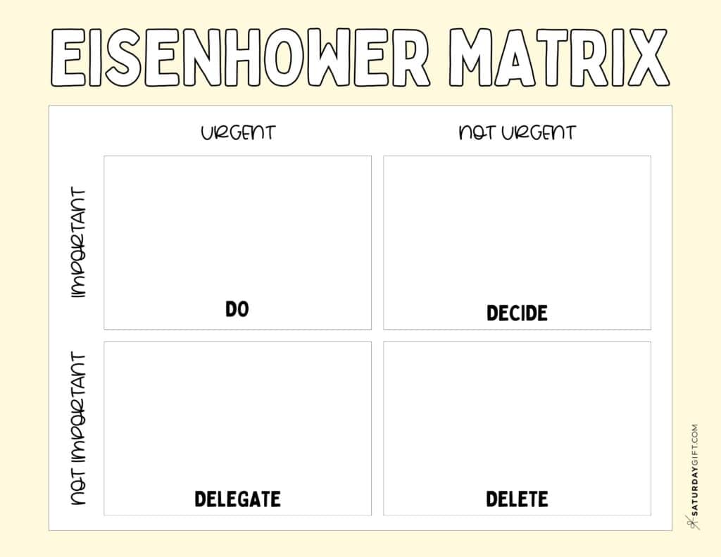 Eisenhower Matrix Printable - Free Template - Yellow