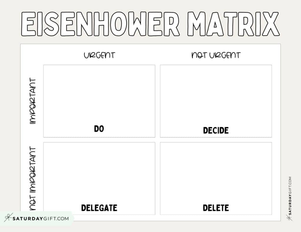 Eisenhower Matrix Printable PDF - Free Template - Beige | SaturdayGift