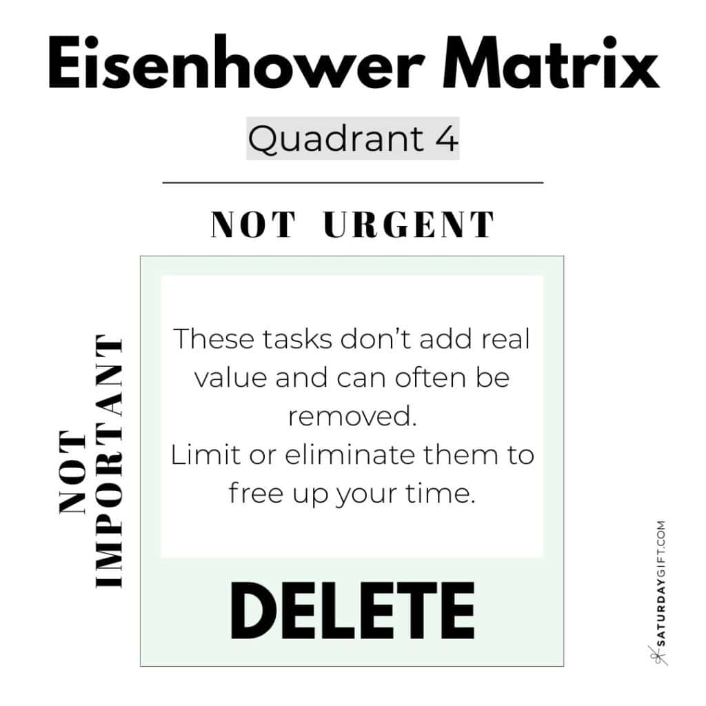 Eisenhower Matrix - Quadrant 4 - Not Urgent & Not Important