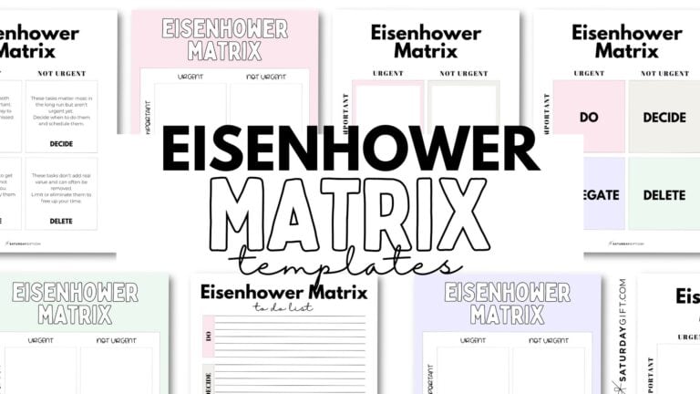 Eisenhower Matrix Templates - Free PDFs | SaturdayGift