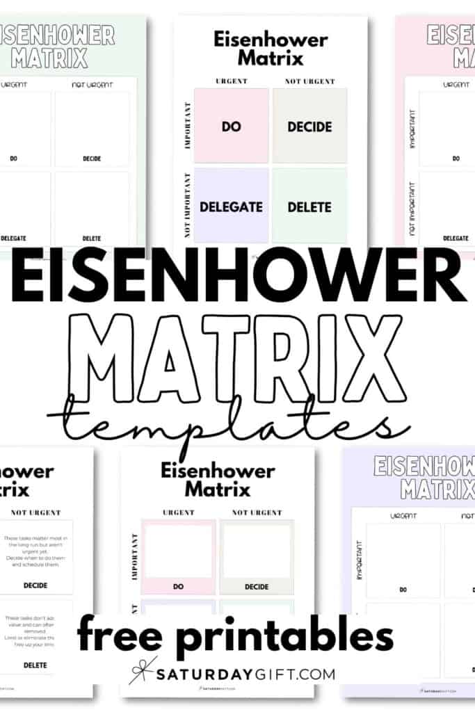 Eisenhower Matrix Templates - Free Printables | SaturdayGift