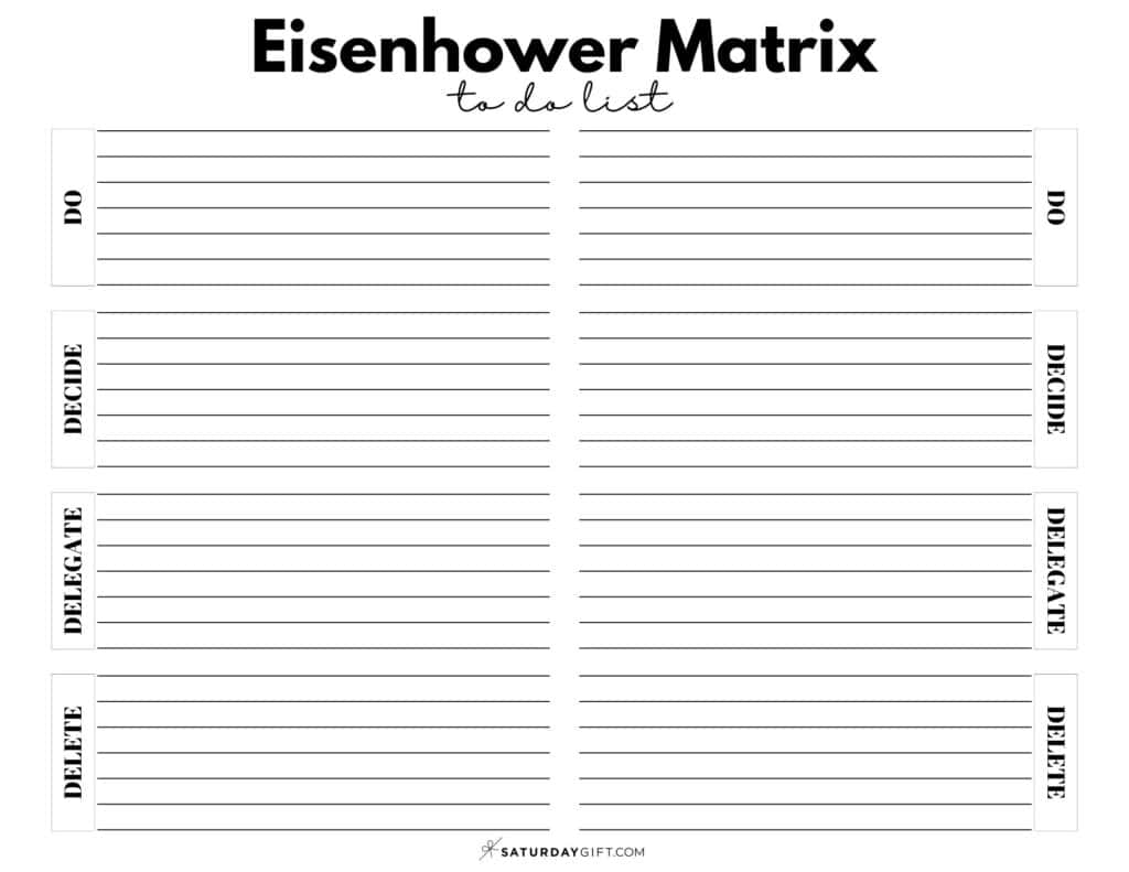 Eisenhower Matrix To Do List PDF - Black & White