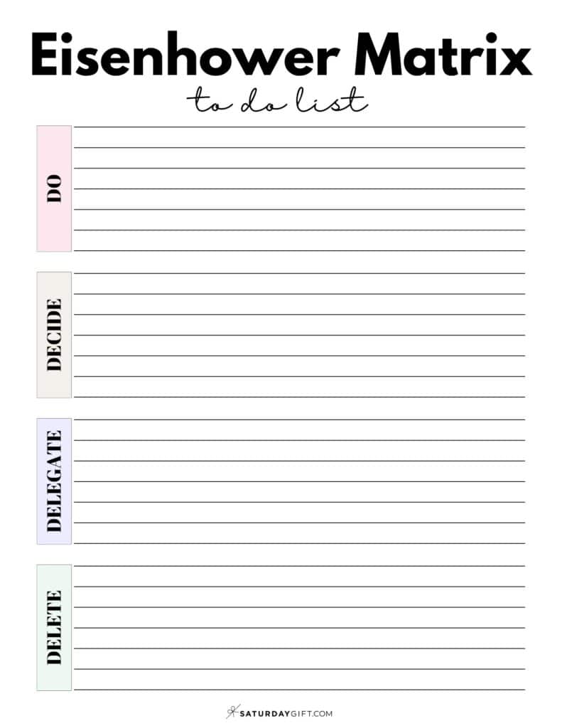 Eisenhower Matrix To Do List Printable