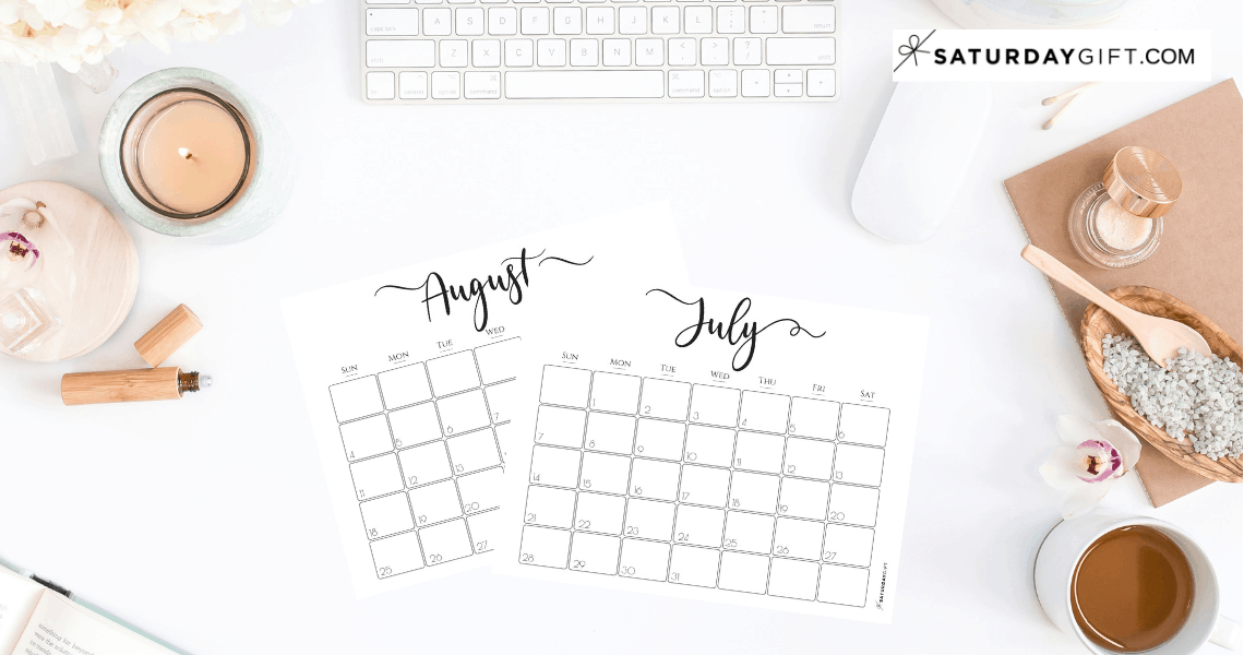 Elegant printable monthly calendar 2019 (Free Printables) | SaturdayGift