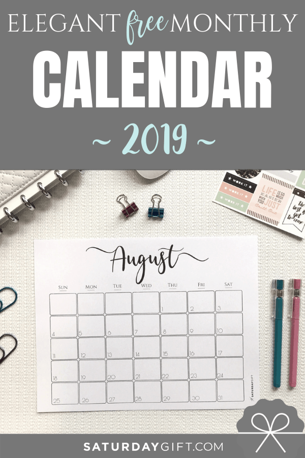Elegant 2019 Calendar Free Printables SaturdayGift elegant-2019-calendar-free-printables-saturdaygift