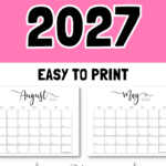 Elegant Calendar 2027 - Easy to Print | SaturdayGift