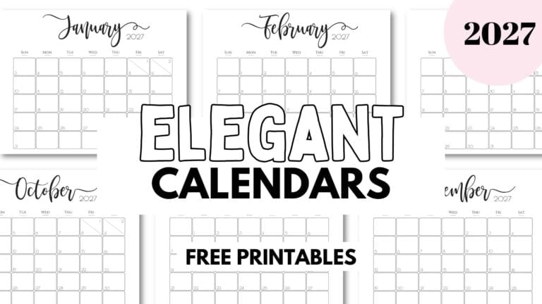 Elegant Calendar Templates 2027 Landscape Free Printables by SaturdayGift