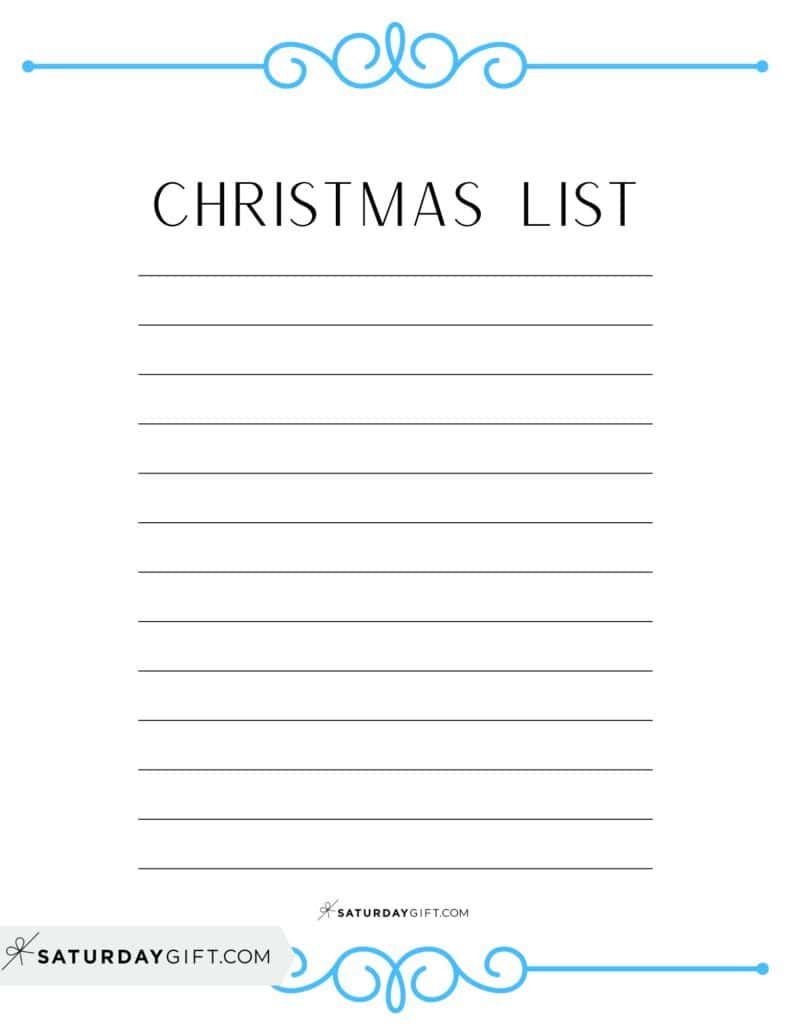 Elegant Christmas List Blue | SaturdayGift