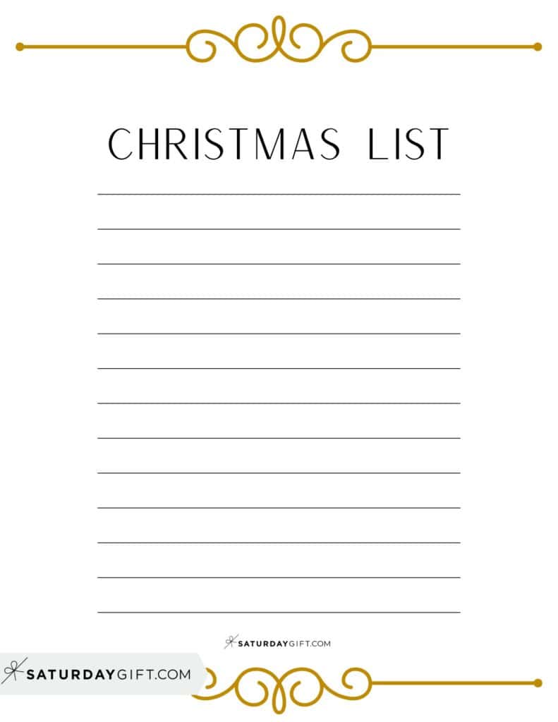 Elegant Christmas List Gold | SaturdayGift