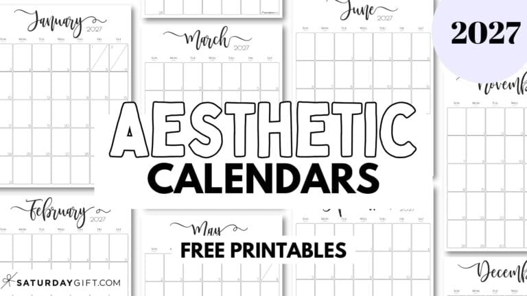 Elegant Vertical Calendar 2027 Templates Free Printables by SaturdayGift