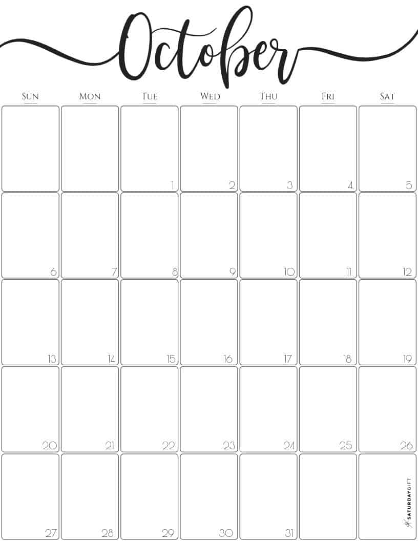 elegant vertical october 2019 calendar free printable