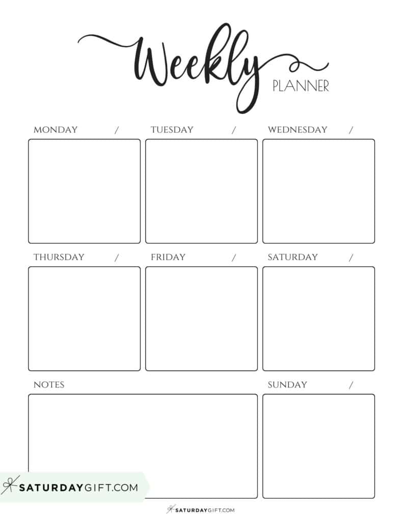 Weekly planner printable - 39 cute free weekly calendar templates | SaturdayGift Weekly planner printable - 39 cute free weekly calendar templates | SaturdayGift