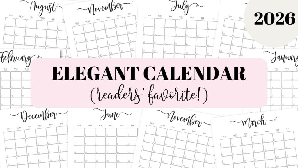 Elegant horizontal monthly calendar 2026 by SaturdayGift - Rearders Favorite