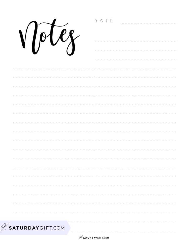 Elegant notes paper - printable pdf file | SaturdayGift