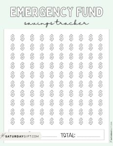 25 Cute &amp; Free Emergency Fund Tracker Printable Templates | SaturdayGift