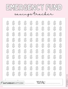 25 Cute &amp; Free Emergency Fund Tracker Printable Templates | SaturdayGift