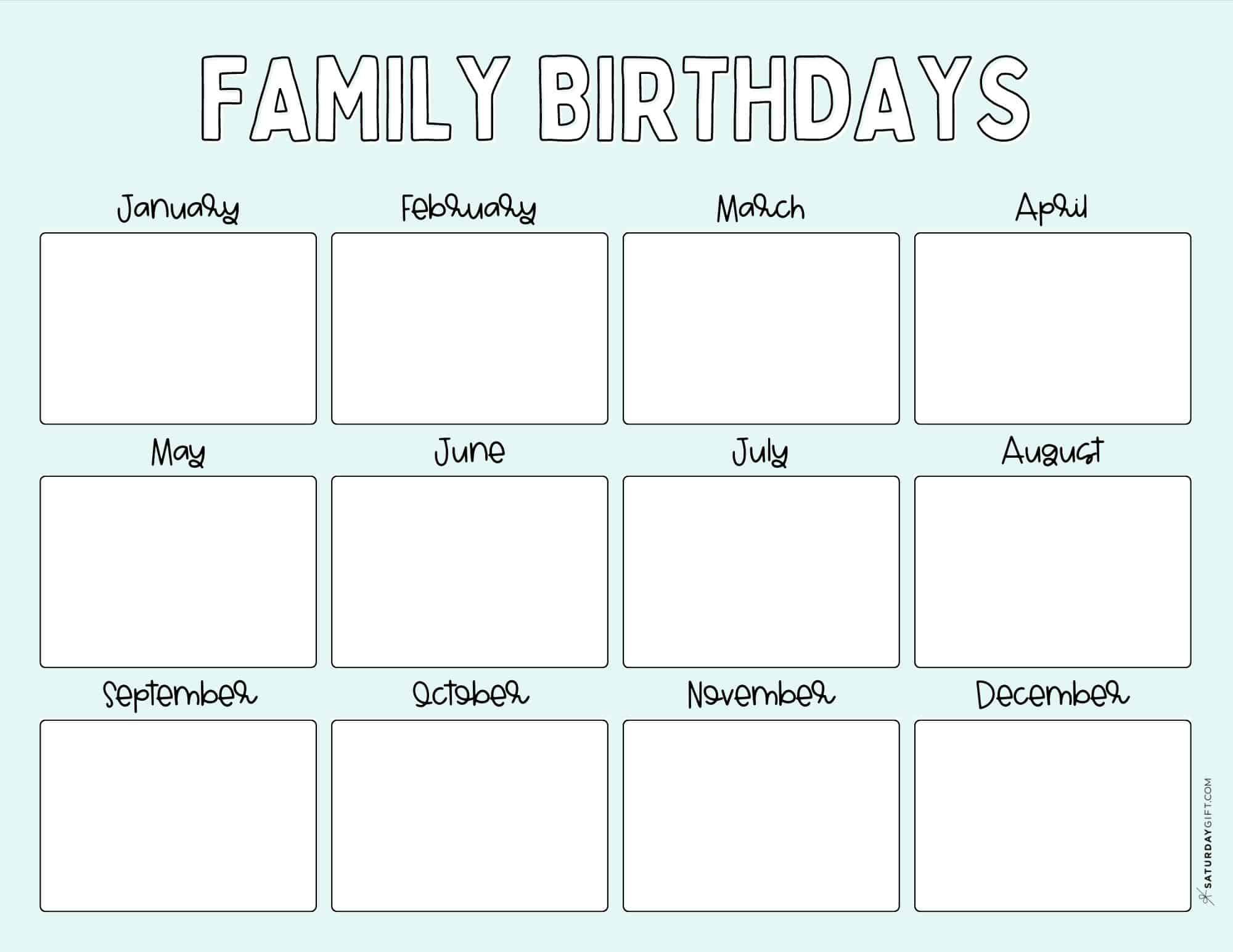 20 Cute & Free Printable Birthday Calendar Templates | SaturdayGift
