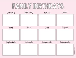 20 Cute & Free Printable Birthday Calendar Templates | SaturdayGift