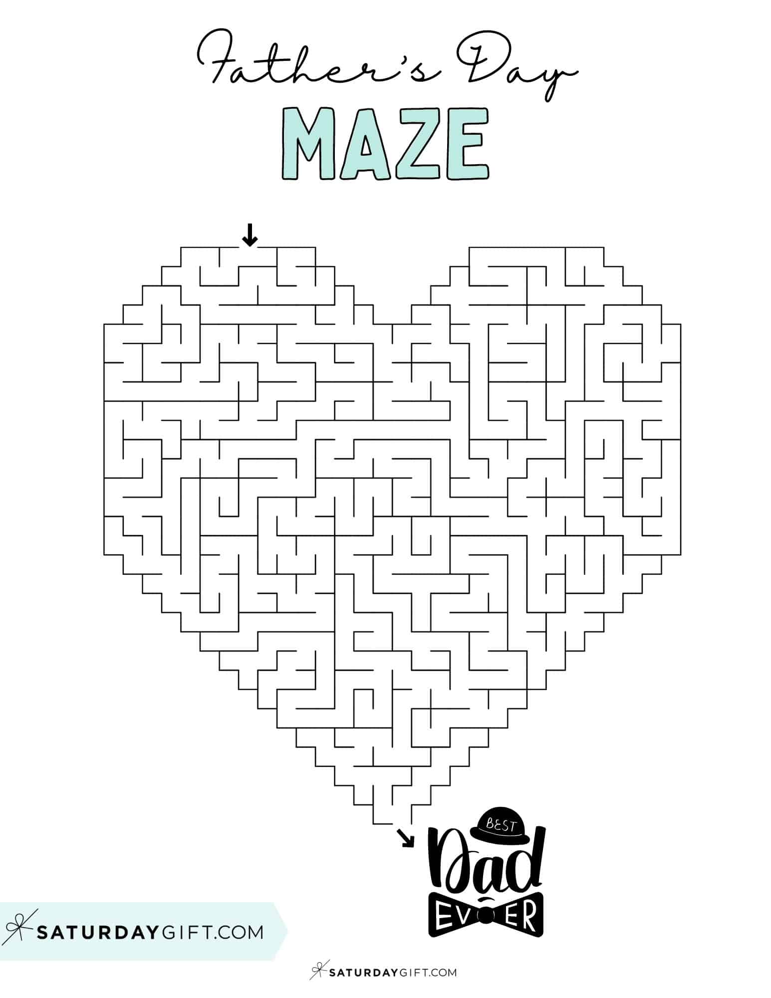 Father's Day Maze Printable - Cute &amp; Free Templates | SaturdayGift