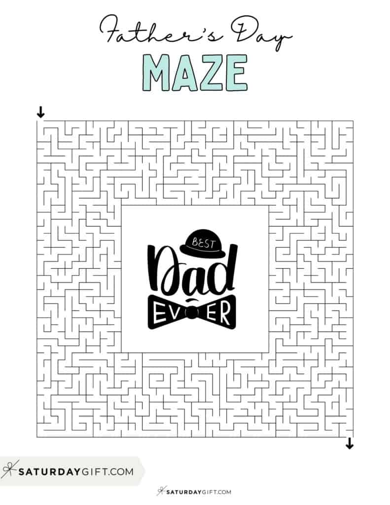 Father's Day maze printable - square