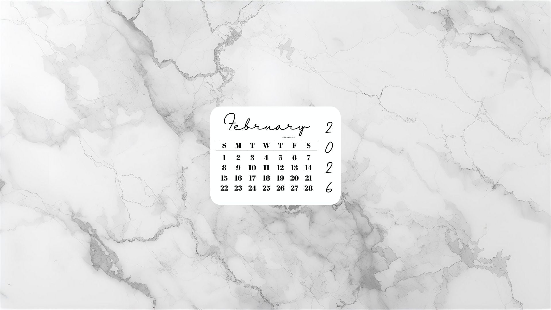 February 2026 Desktop Wallpaper Background - Light Grey | SaturdayGift