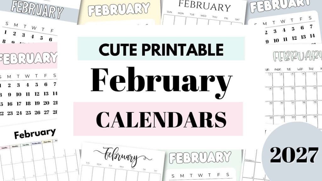 February 2027 Cute Free Printable Calendars by SaturdayGift