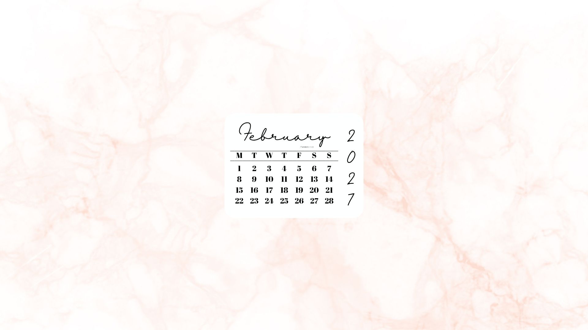 February 2027 Desktop Wallpaper Background - Peach | SaturdayGift