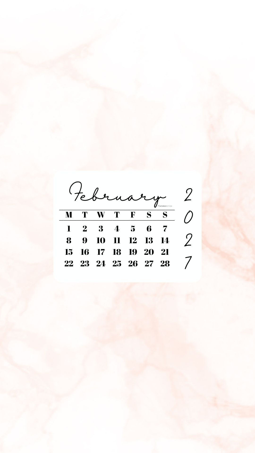 February 2027 Phone Wallpaper Background - Peach | SaturdayGift