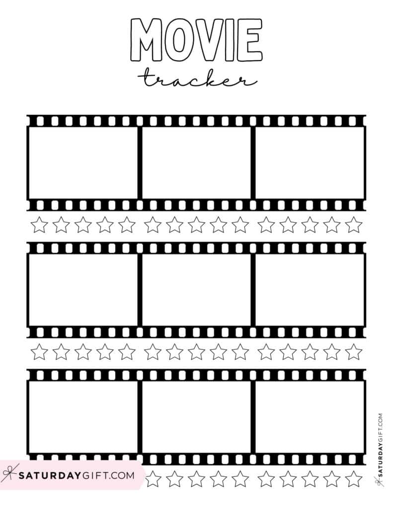 Film Tracker Printable Template - Black & White