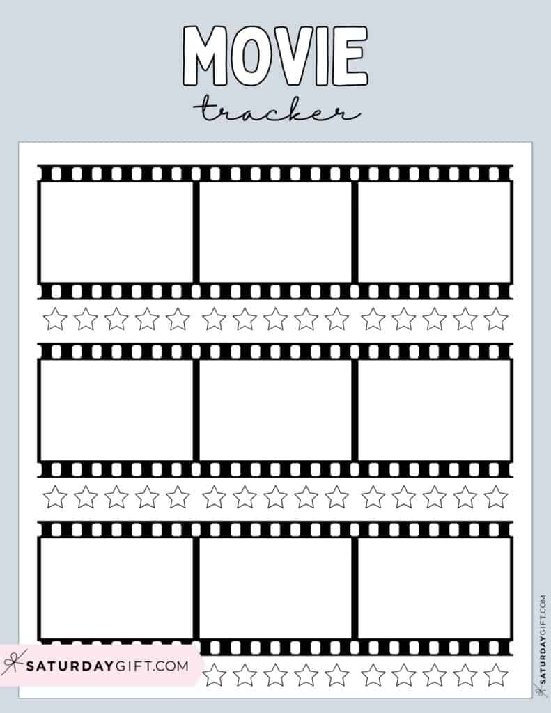 Film Tracker Printable Template - Grey
