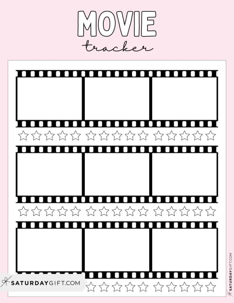 Film Tracker Printable Template - Pink