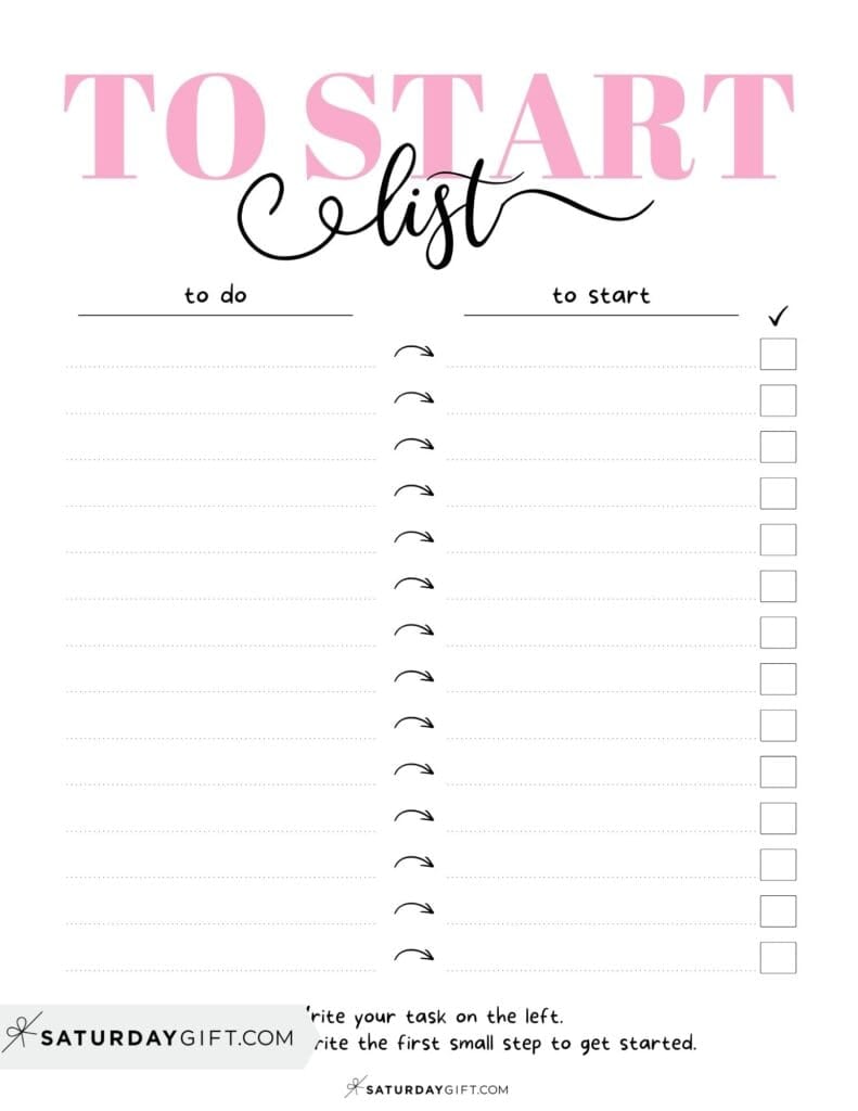 First Step Planner Printable &ndash; Pink Header Elegant Design | SaturdayGift