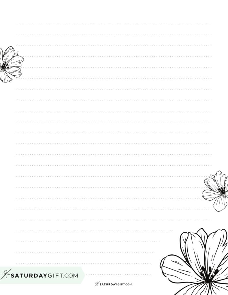 Flower letter paper - black & white