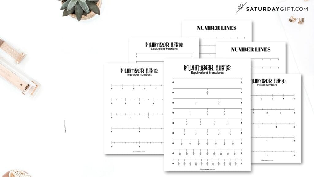 Fraction number lines Free Printables | SaturdayGift