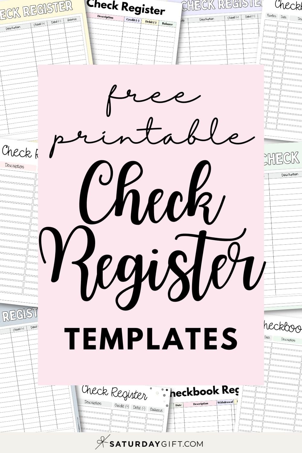 Free Check Register Printables - Cute Templates | SaturdayGift