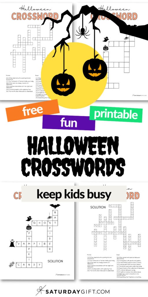 Free Fun & Printable Halloween Crosswords - Keep Kids Busy | SaturdayGift