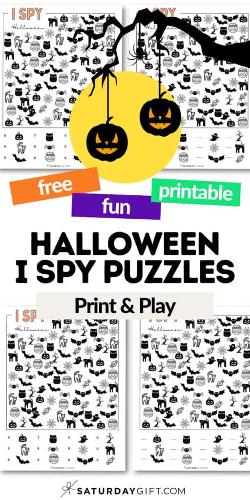 Free Fun & Printable Halloween I Spy Puzzles - Print & Play | SaturdayGift
