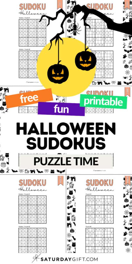 Free Fun & Printable Halloween Sudokus - Puzzle Time | SaturdayGift