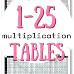 Free Printable 1-25 Multiplication Tables - Help Kids Learn | SaturdayGift