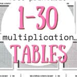 Free Printable 1 - 30 Multiplication Tables - Great for Practice | SaturdayGift