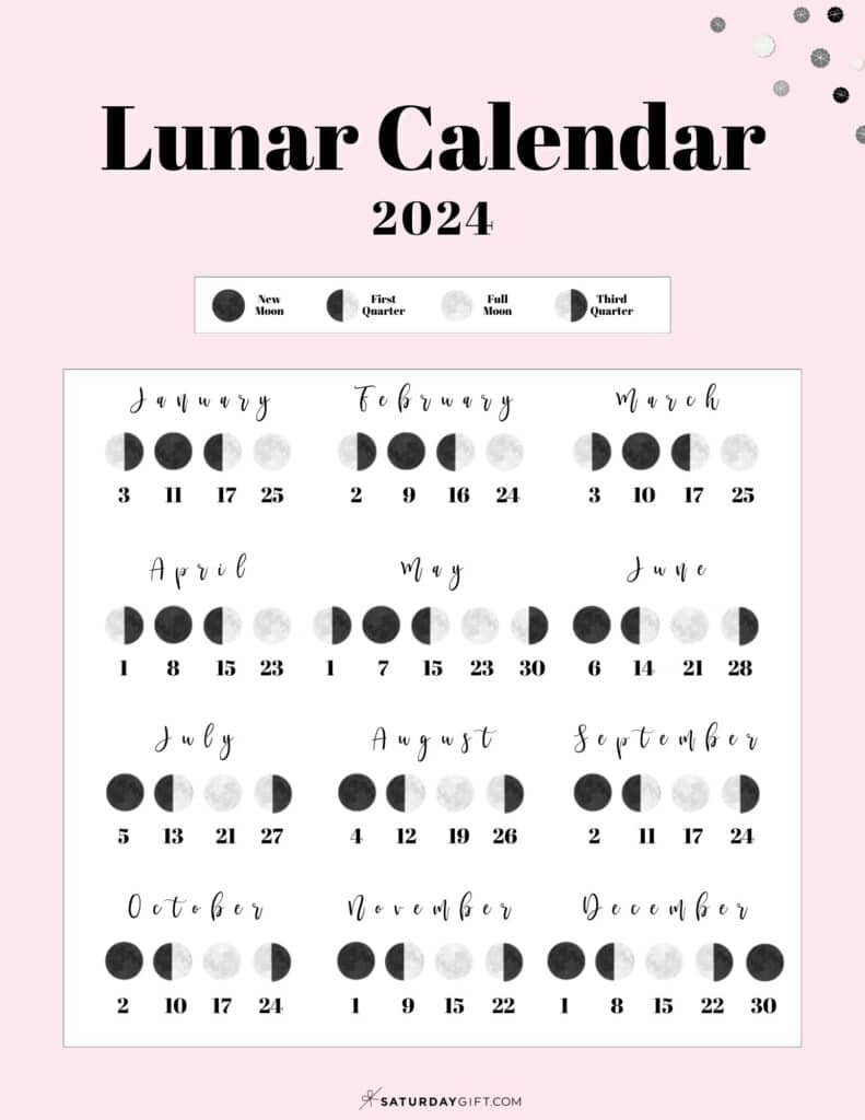 Moon Phase Calendar - Cute & Free Printable 2024 Lunar Calendar