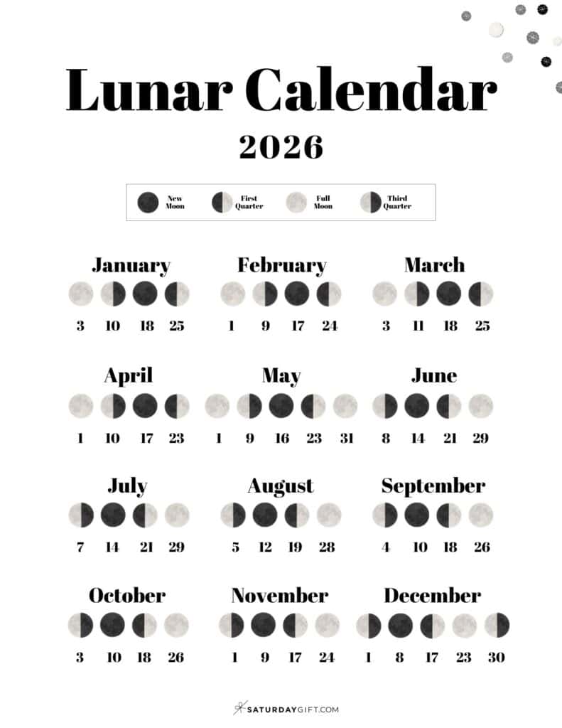 Free Printable 2026 Lunar Calendar