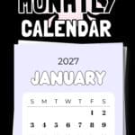Free Printable 2027 Monthly Calendar - Instant Download | SaturdayGift