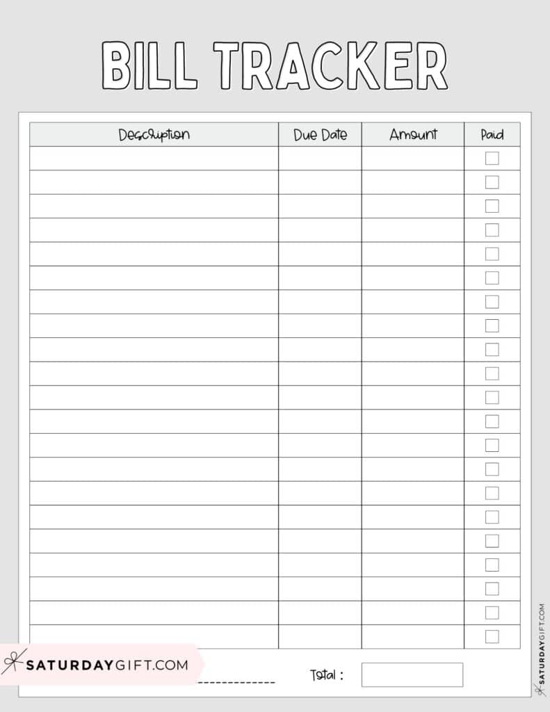 Bill Organizer Template - 39 Cute & Free Printable Bill Trackers