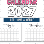 Free Printable Calendar 2027 - For Home & Office | SaturdayGift