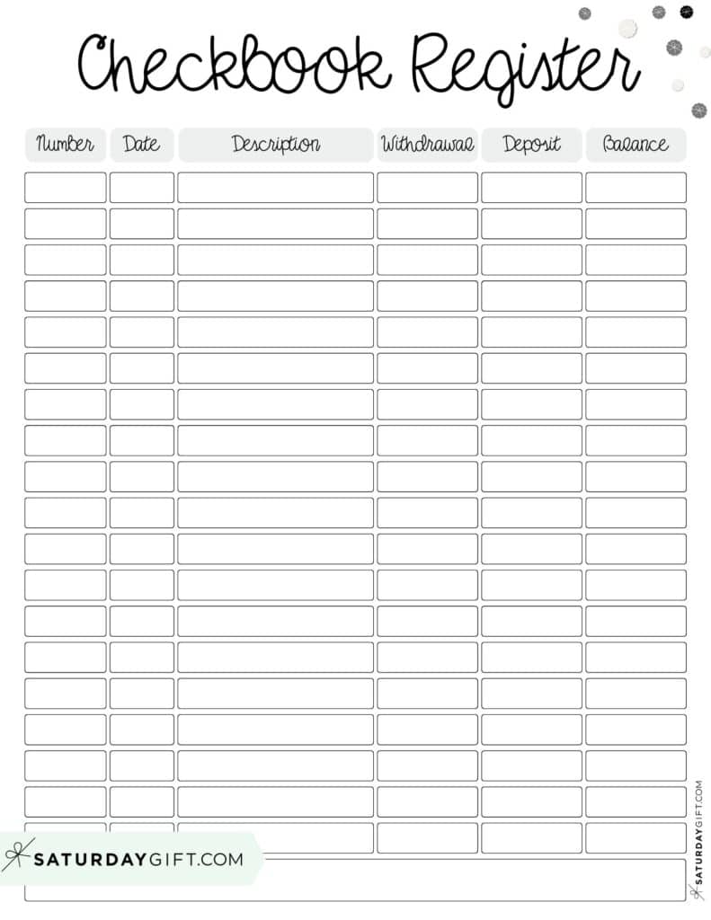 Free Printable Checkbook Register PDF - Simple Free Template